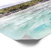 カハルベイコナハワイ海ウォーターカラー ポスター (角)