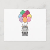 カバがカラフルな風船と一緒に飛び上がる ポストカード (正面)