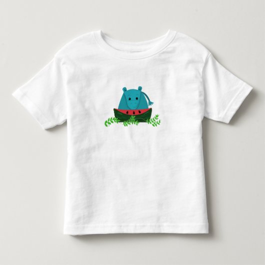 カバがスイカを食べている トドラーTシャツ (正面)