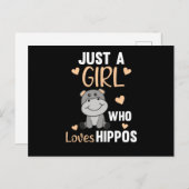 カバが大好きな女の子 ポストカード (正面/裏面)