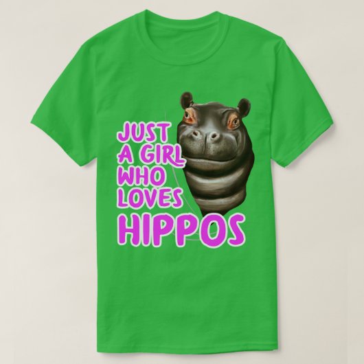 カバが大好きな女の子 Tシャツ (デザイン正面)