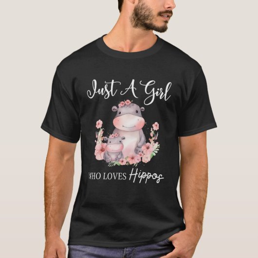 カバが大好きな女の子 Tシャツ (正面)