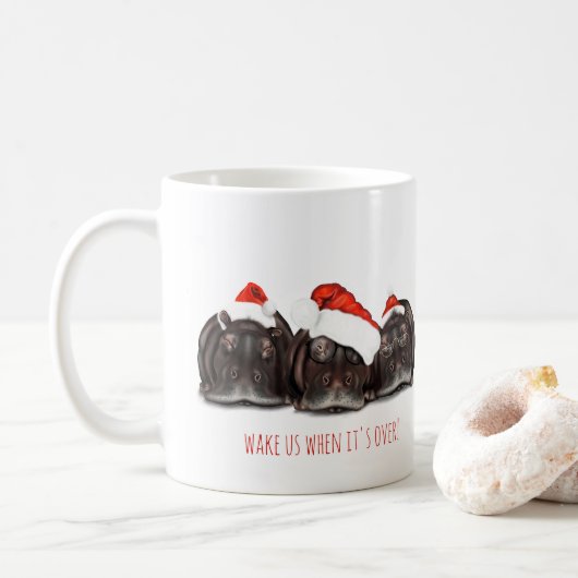 カバとクリスマスマグカップ、終わったら目を覚ます コーヒーマグカップ (ドーナツ)