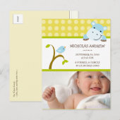 カバとバーディ男の赤ちゃん誕生のお知らせ 案内ポストカード (正面/裏面)