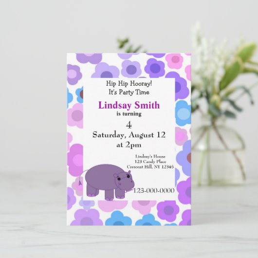 カバとフラワーズパーティの招待状 招待状 (スタンド正面)