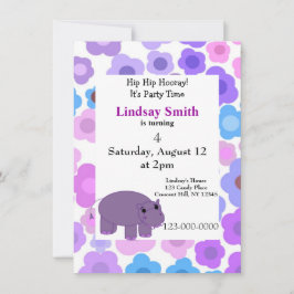 カバとフラワーズパーティの招待状 招待状