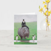 カバとペンギン空白のズノートカード カード (黄色い花)