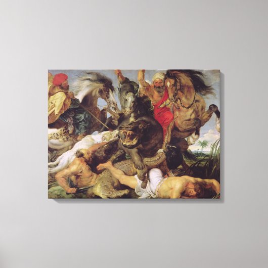カバとワニ狩り, c.1615-16 キャンバスプリント (正面)