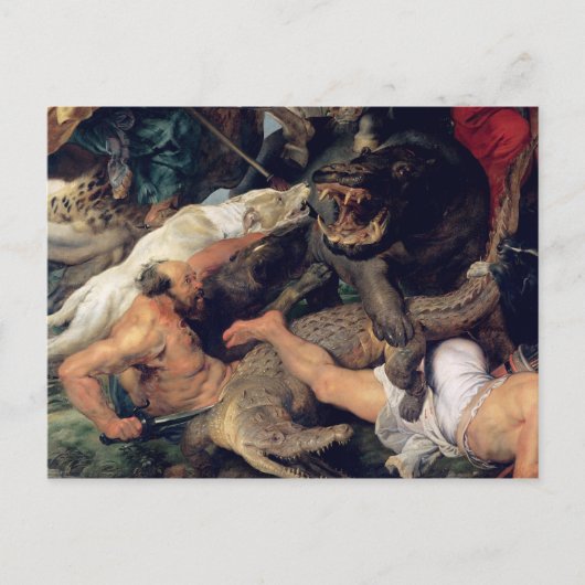 カバとワニ狩り, c.1615-16 ポストカード (正面)