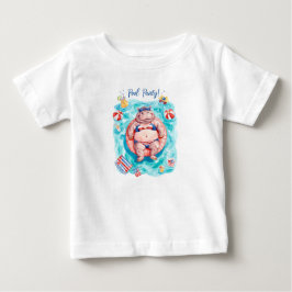 カバと楽しむ7月4日のプールパーティー ベビーTシャツ