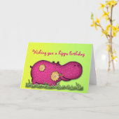 カバのおもしろい カード (黄色い花)