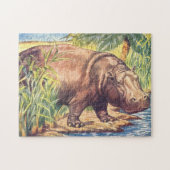 カバのイラストレーションのヴィンテージの児童図書 ジグソーパズル (横)