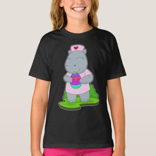 カバのイースター看護師 Tシャツ (正面)