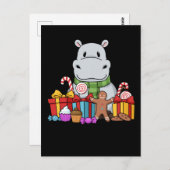 カバのギフトキッズクリスマスカバ ポストカード (正面/裏面)