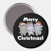 カバのクリスマスアニマルかわいいカバメリース磁石 マグネット (正面/裏面)