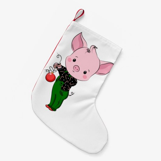 カバのクリスマスブタ スモールクリスマスストッキング (正面 (吊り時))