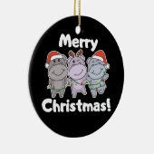 カバのクリスマス動物かわいいカバメリーセラミック セラミックオーナメント (右)