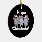 カバのクリスマス動物かわいいカバメリーセラミック セラミックオーナメント (右)