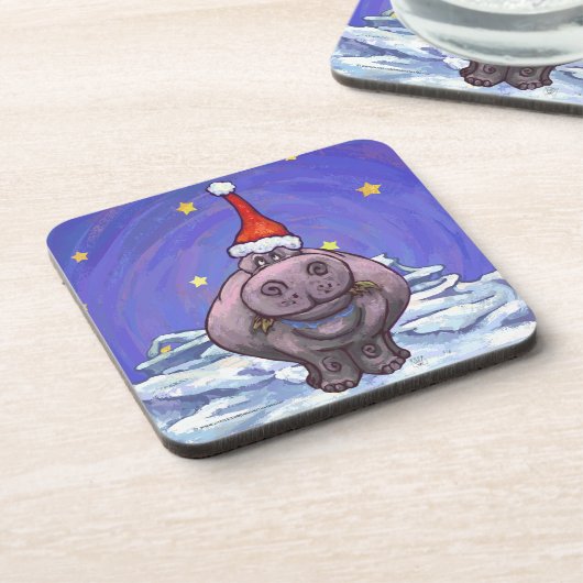 カバのクリスマス コースター (左側)