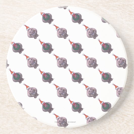 カバのクリスマス コースター (正面)