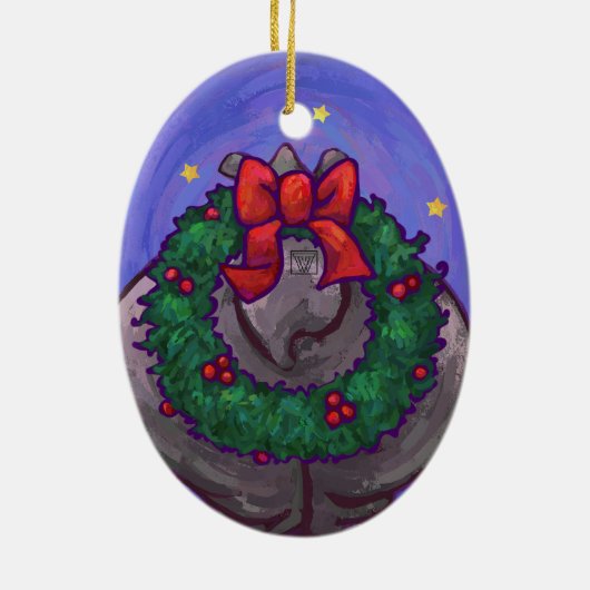 カバのクリスマス セラミックオーナメント (裏面)