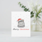 カバのクリスマス 雪 冬 動物 カバ シーズンポストカード (スタンド正面)
