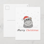 カバのクリスマス 雪 冬 動物 カバ シーズンポストカード (正面/裏面)