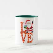 カバのサンタプレゼントはメリークリスマスを愛する ツートーンマグカップ (中央)