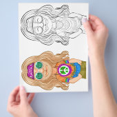 カバのドレスのカラーリングページの可愛い漫画の少年 チラシ (手)