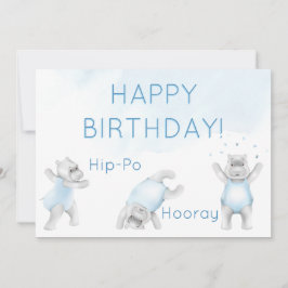 カバのハッピー誕生日 ソルトモルタルのお祝い カード