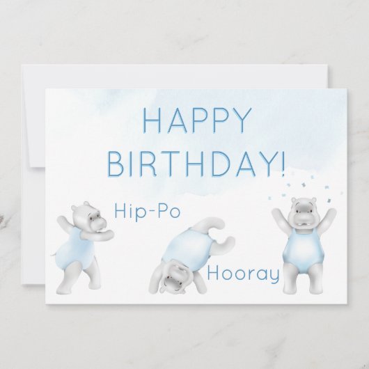 カバのハッピー誕生日 ソルトモルタルのお祝い カード (正面)