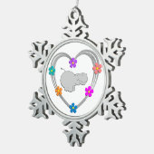 カバのハート スノーフレークピューターオーナメント (右)