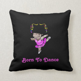 カバのバレリーナの装飾用クッションを"踊るために"生まれて下さい クッション