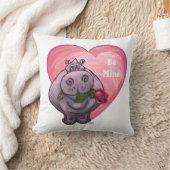 カバのバレンタインデー クッション (ブランケット)