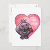 カバのバレンタインデー シーズンポストカード (正面/裏面)