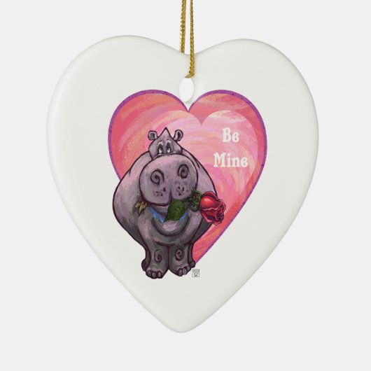 カバのバレンタインデー セラミックオーナメント (右)
