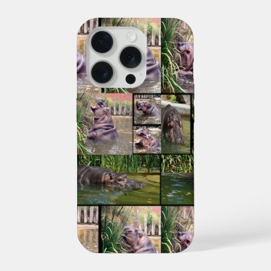 カバのフォトコラージュ、 iPhoneケース (裏面)