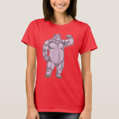 カバのボディビルダー ボディビル Tシャツ (正面)