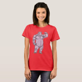 カバのボディビルダー ボディビル Tシャツ (正面フル)