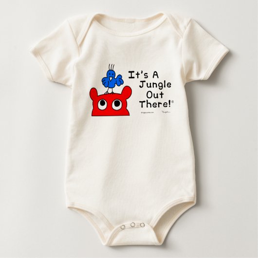 カバの仕事のオーガニックなボディスーツ"それはジャングル…です! " ベビーボディスーツ (正面)
