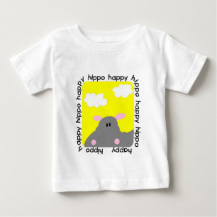 カバの幸せな幼児のひだのティー ベビーTシャツ