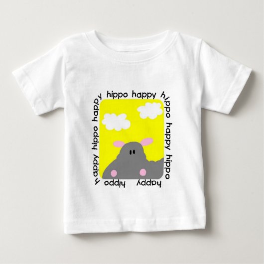 カバの幸せな幼児のひだの服 ベビーTシャツ (正面)