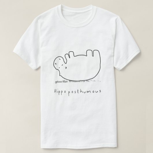 カバの幽霊 (暗色Tシャツ用薄墨プリント) Cla Tシャツ (デザイン正面)