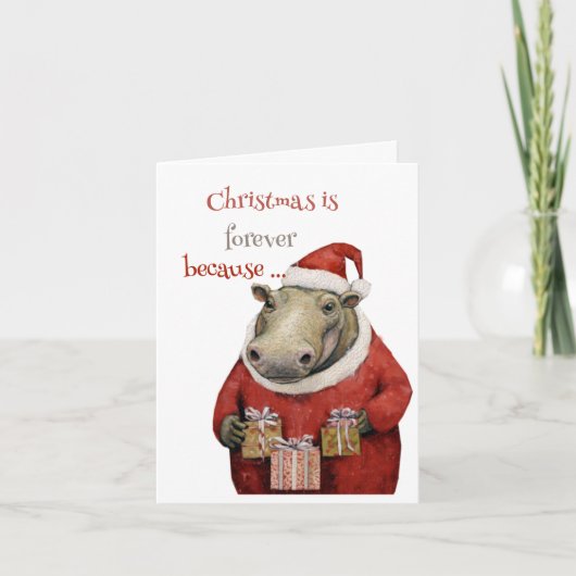 カバの折りたたみ式ホリデーカード シーズンカード (正面)