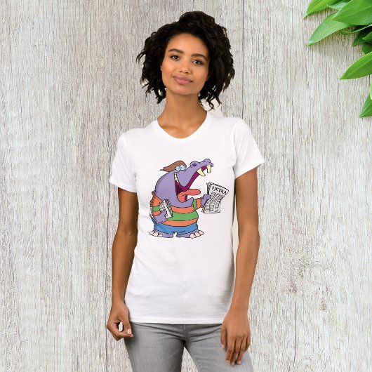 カバの新聞配達少年 女性用Tシャツ Tシャツ