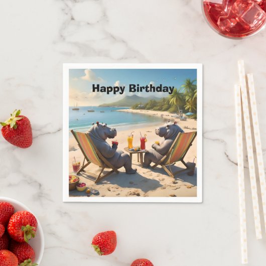 カバの時間:ビーチサイドカクテルと楽しい時間、 スタンダードカクテルナプキン (インサイチュ)