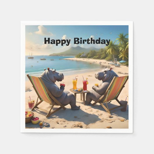 カバの時間:ビーチサイドカクテルと楽しい時間、 スタンダードカクテルナプキン (正面)