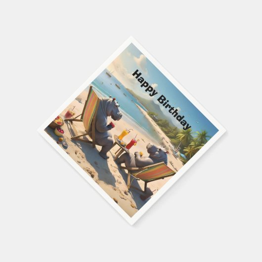 カバの時間:ビーチサイドカクテルと楽しい時間、 スタンダードカクテルナプキン (角)