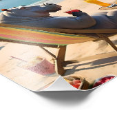 カバの時間:ビーチサイドカクテルと楽しい時間、 フォトプリント (角)