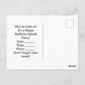 カバの水中誕生日パーティー ポストカード (裏面)